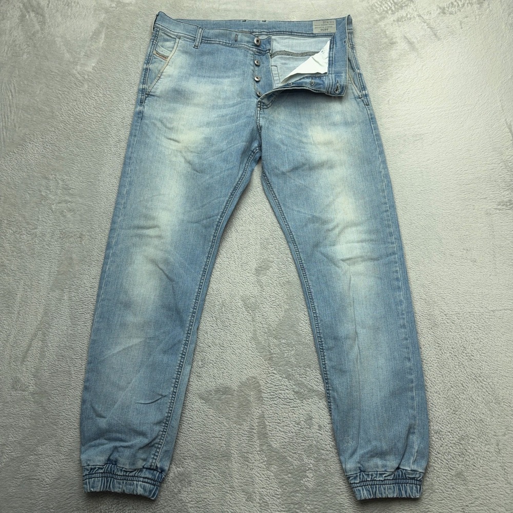 Diesel Jogger Jeans Mens W32 Blue Duff Regular Slim Carrot Stretch Light Wash